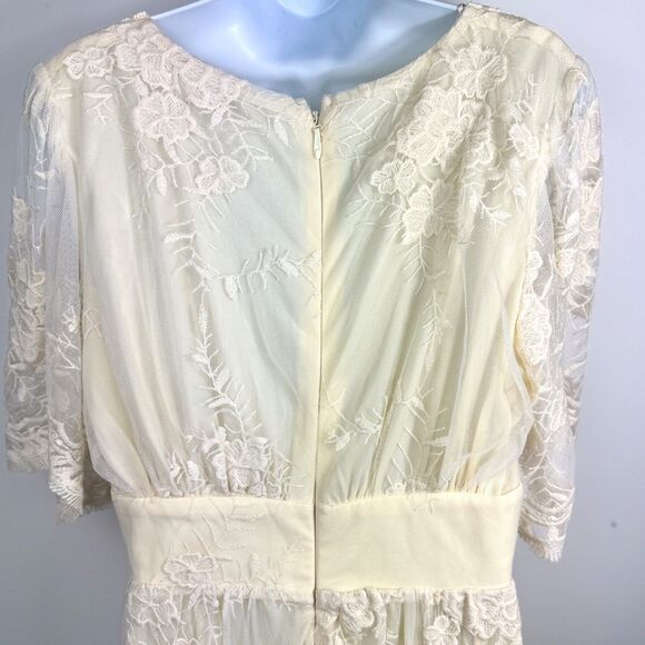 Baltic Born Cream Floral Mesh Lace Midi Maxi  Dress V-Neck Boho Wedding Guest XL - Picture 9 of 16